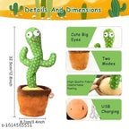 Musical Dancing Cactus Toy with LED Lights & Sound | Talking & Repeating Plush Cactus | Interactive Singing Dancing Toy for Kids