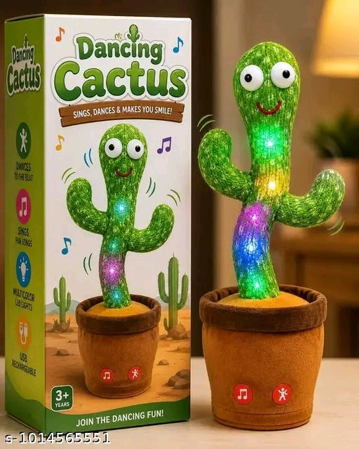 Musical Dancing Cactus Toy with LED Lights & Sound | Talking & Repeating Plush Cactus | Interactive Singing Dancing Toy for Kids